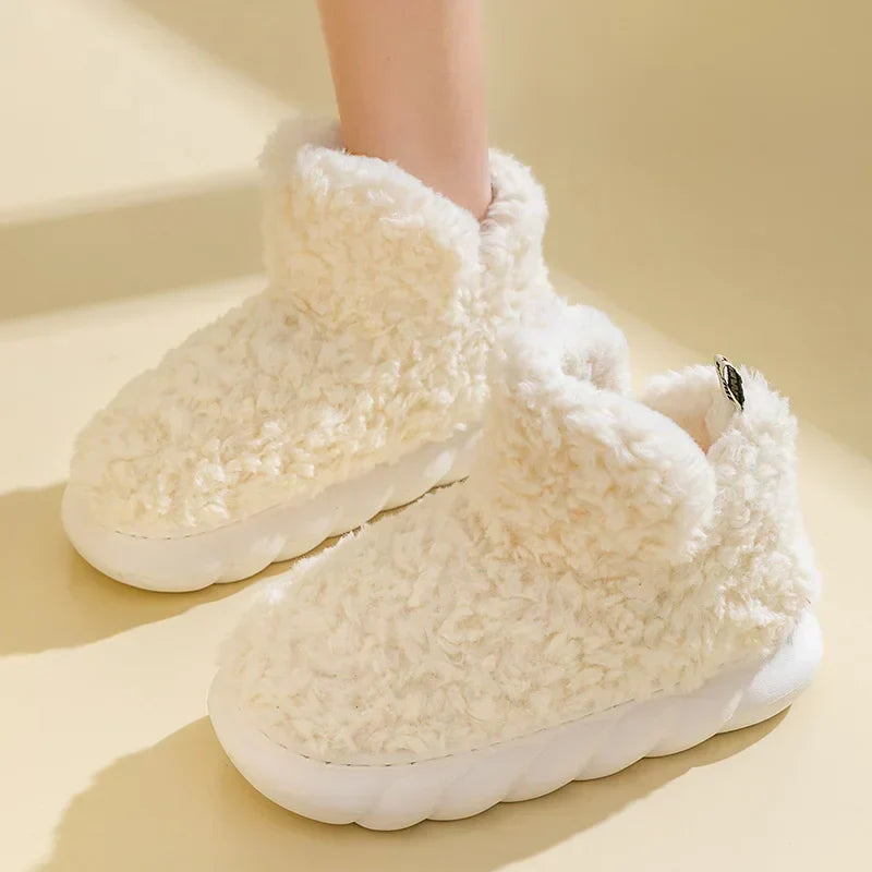 Warme Damenhausschuhe aus Baumwolle und Plüsch - CozySteps
