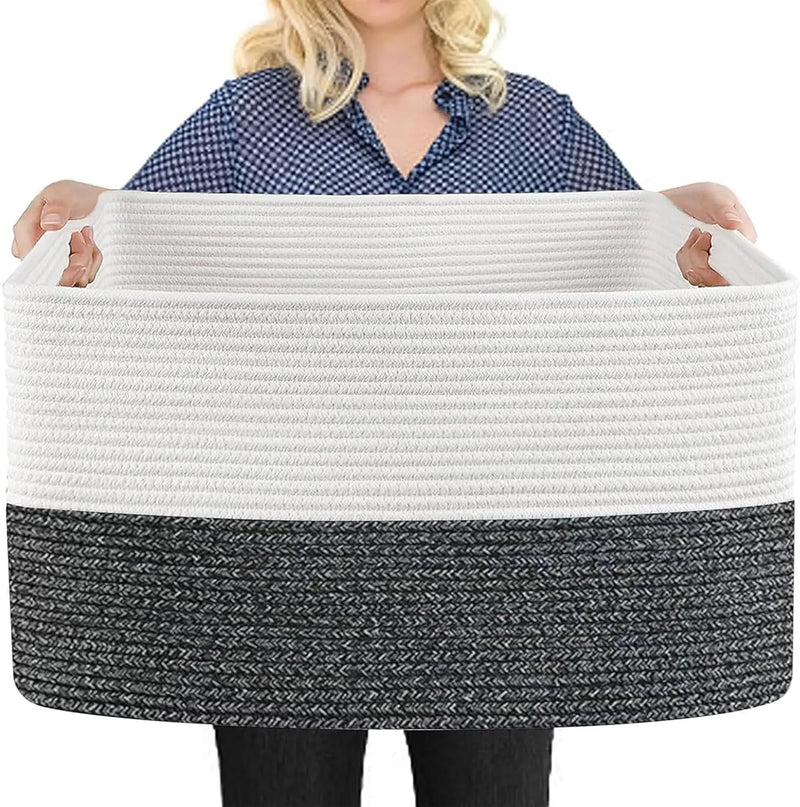 Extra Large Braided Cotton Rope Toy and Blanket Storage Basket – Marlow 