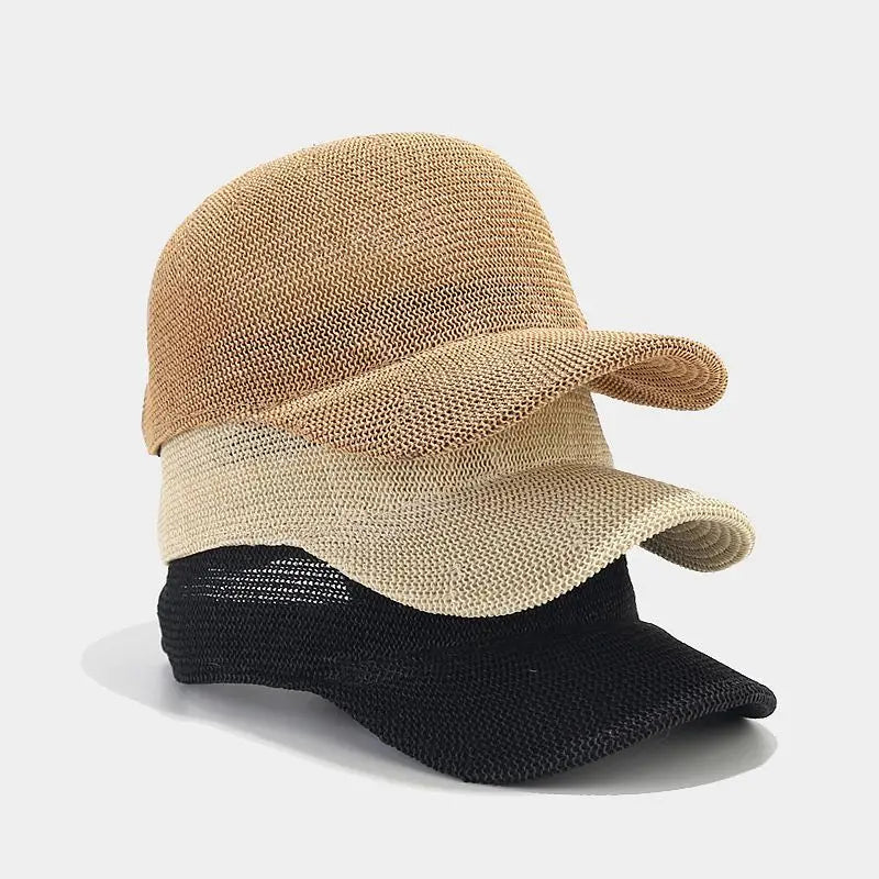 Trendige geflochtene Mütze mit breiter Krempe – SunWeave Style