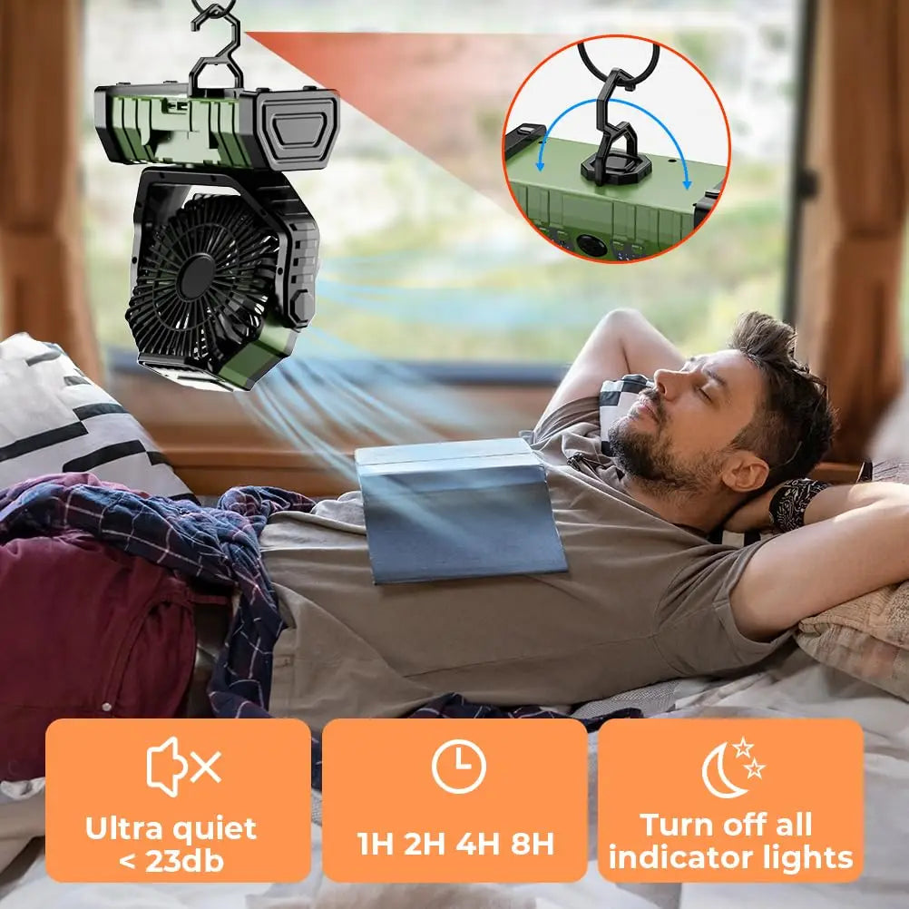 Campingventilator mit 20.000mAh Akku, LED-Lampe & Fernbedienung – AirMate