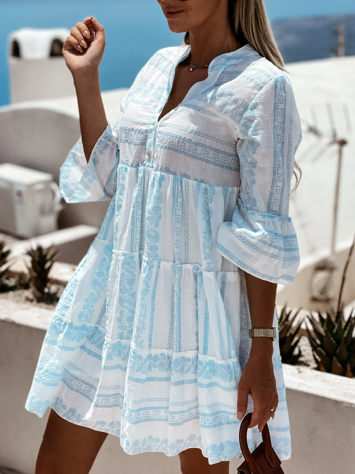 Inna Ibiza Ruffle Dress | Delightfully airy Boho dress with cheerful pattern