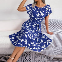 Blau Bedrucktes Midi-Kleid – Naomi
