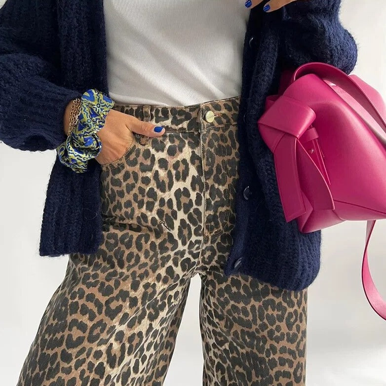 Retro-Jeans mit Leopardenmuster - Clara