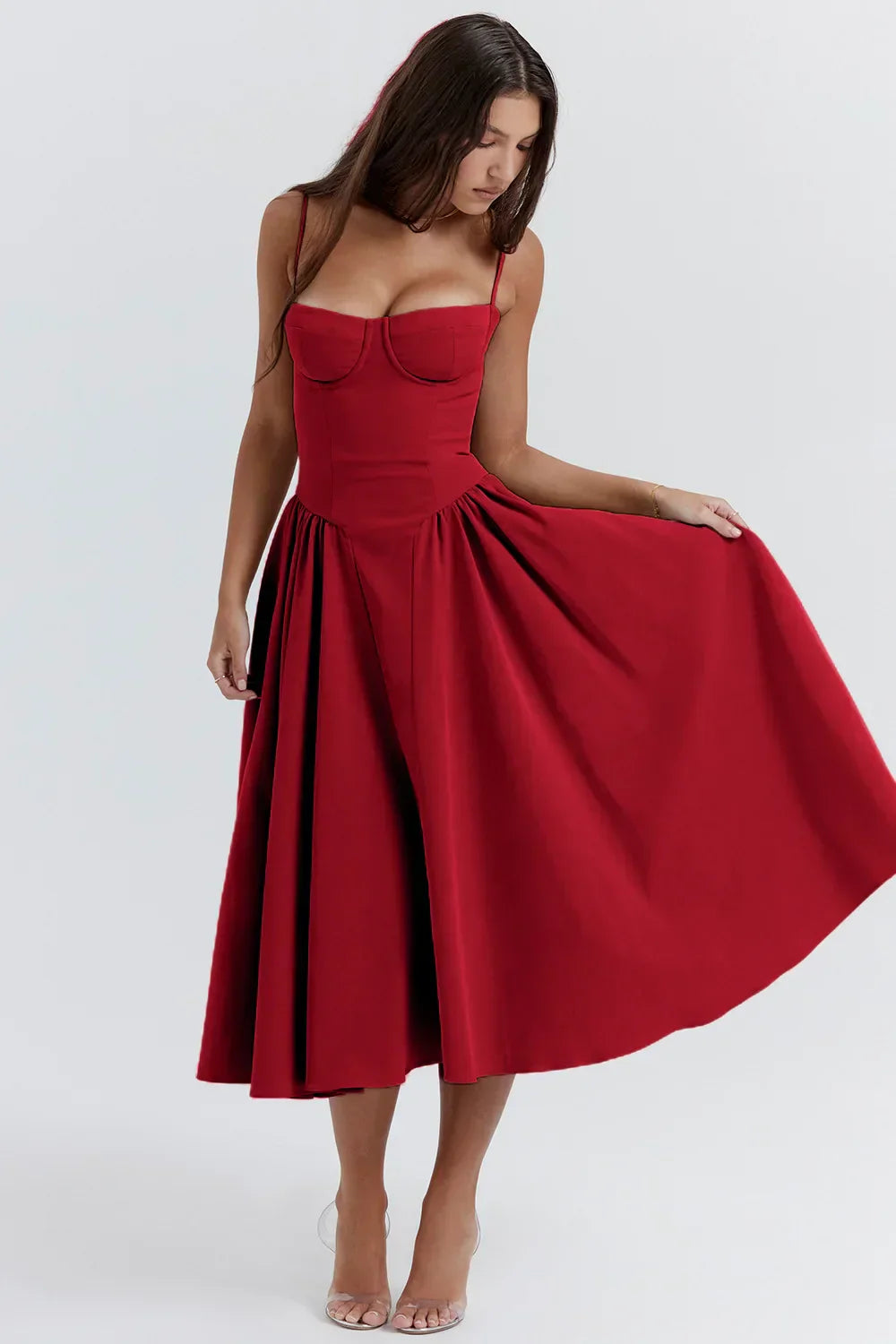 Stilvolles Sommerkleid mit Spaghettiträgern und Taillenkorsett - Mira