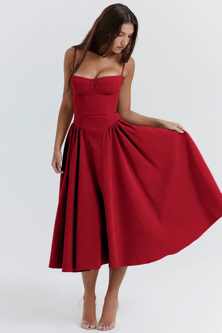 Stilvolles Sommerkleid mit Spaghettiträgern und Taillenkorsett - Mira