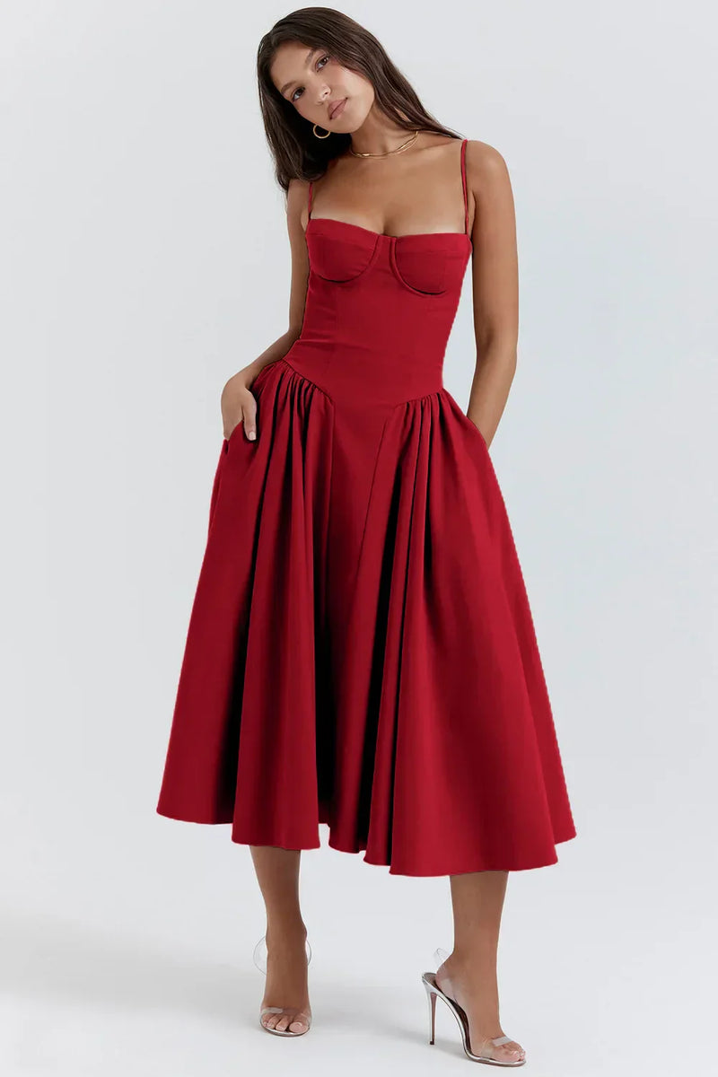 Stilvolles Sommerkleid mit Spaghettiträgern und Taillenkorsett - Mira