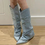Kniehohe Denim-Stiefel - Stella