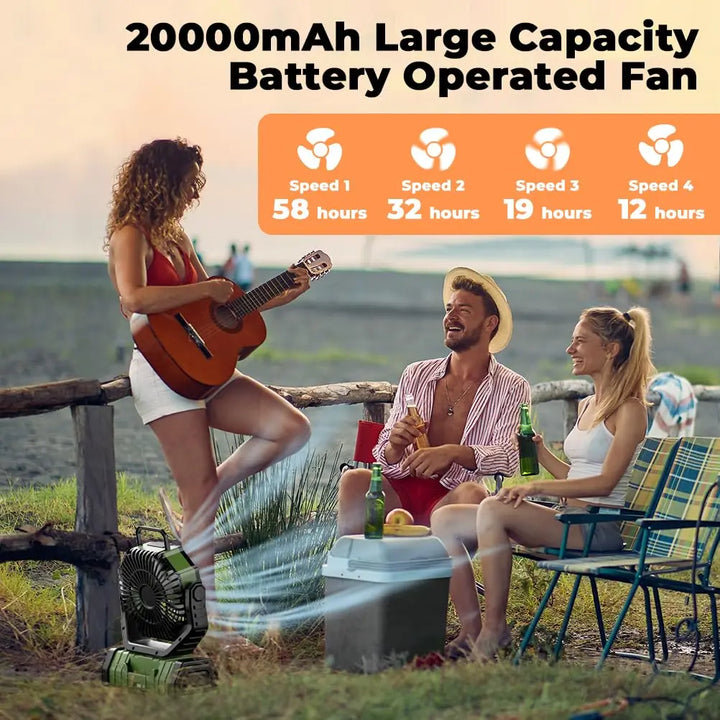 Campingventilator mit 20.000mAh Akku, LED-Lampe & Fernbedienung – AirMate