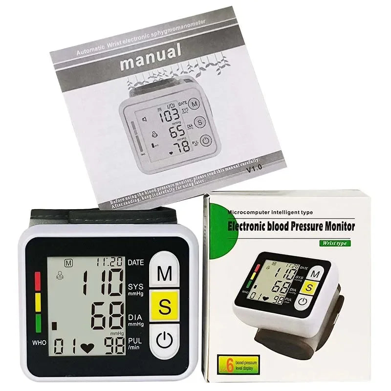 Digitales Handgelenk-Blutdruckmessgerät mit LCD-Display – PulseTrack