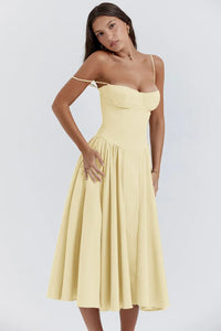 Stilvolles Sommerkleid mit Spaghettiträgern und Taillenkorsett - Mira