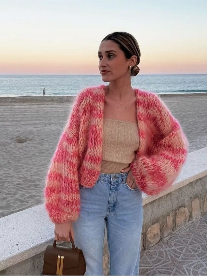 Gestreifte Strickjacke mit offenem Design - Mia