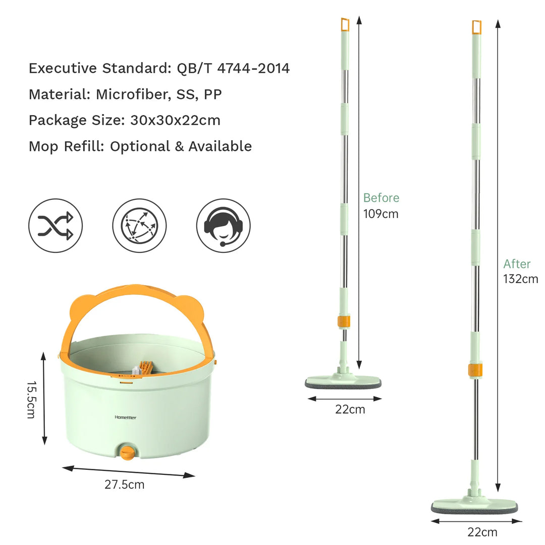 Selbstrotierender Flacher Wischmopp mit Eimer - SpinMop