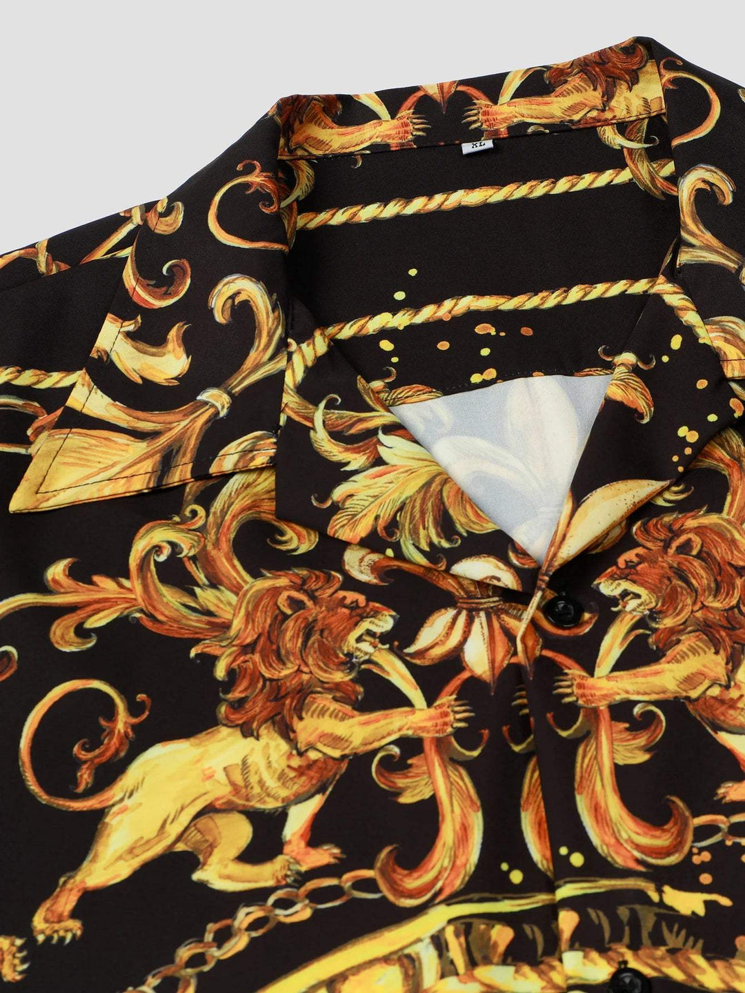 Expressive men's summer shirt with baroque pattern & lion motif – Dante