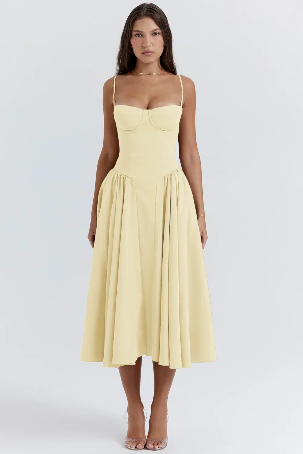 Stilvolles Sommerkleid mit Spaghettiträgern und Taillenkorsett - Mira