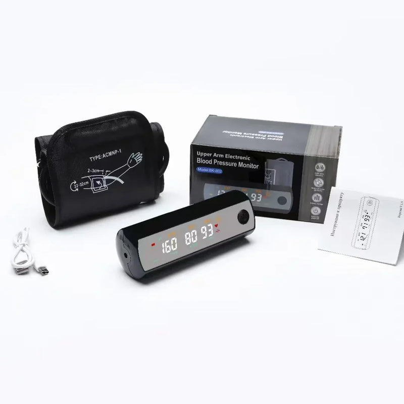Rechargeable LCD Upper Arm Blood Pressure Monitor with Voice Control – VitalScan 