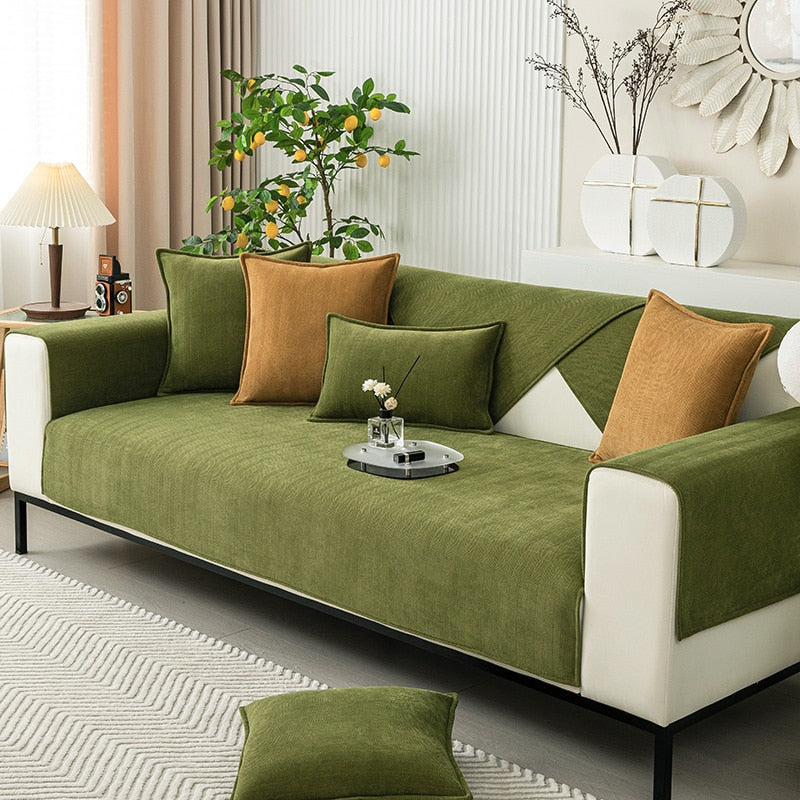 Chenille Sofaschoner mit Fischgrätstruktur – VeluraShield