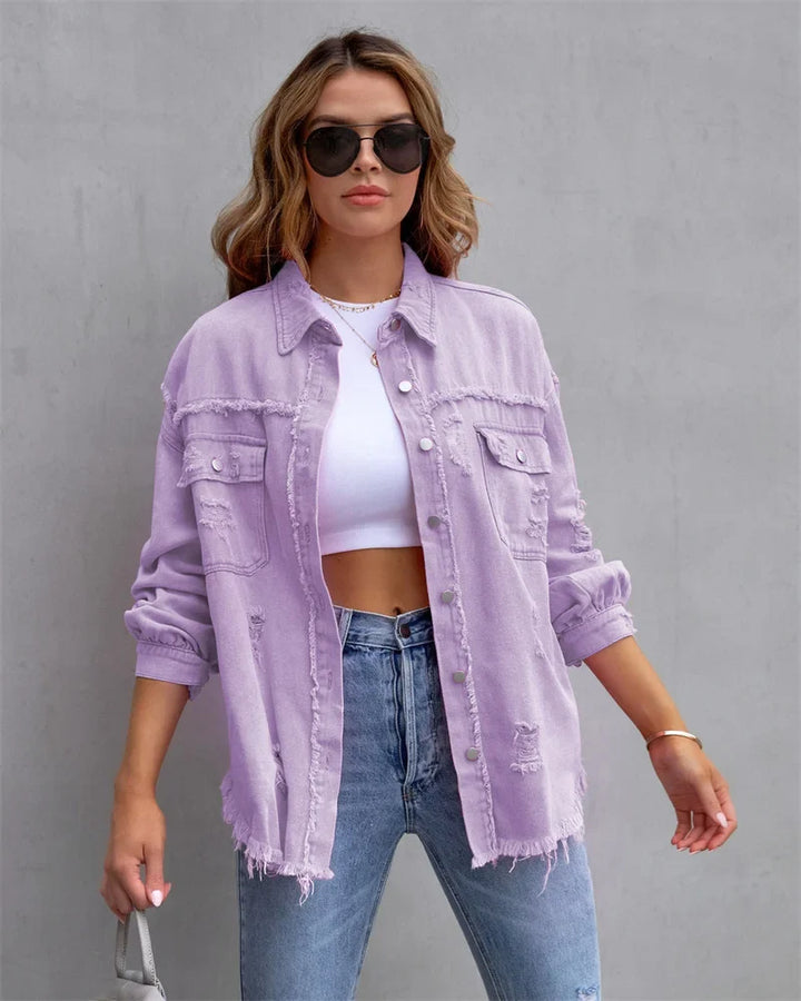 Boho-Damen-Jeansjacke mit Ibiza-Flair & Slim Fit für Frühling/Sommer – Yara