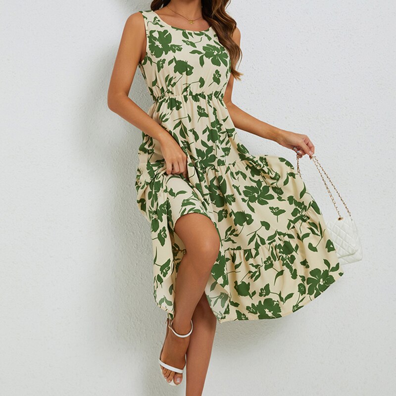 Sommerliches Midi-Kleid mit Blumenmuster – Fenna