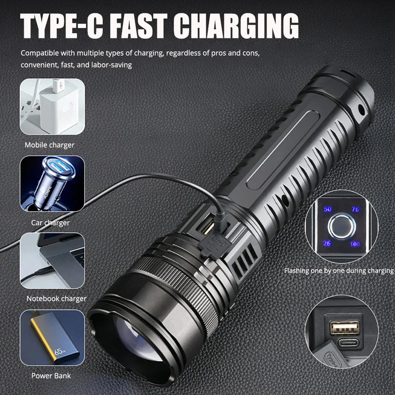 Wiederaufladbare 10000-Lumen-LED-Taschenlampe – Striker