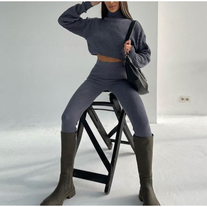 Stacey Set | Cropped turtleneck sweater with matching leggings
