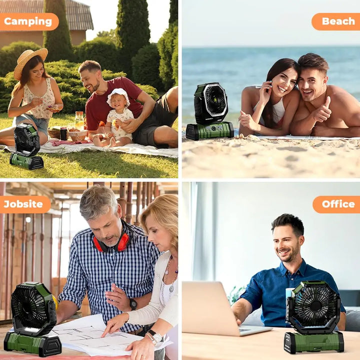 Campingventilator mit 20.000mAh Akku, LED-Lampe & Fernbedienung – AirMate