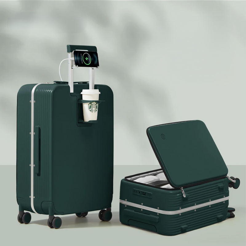 Aluminium Frame Hardshell Koffer met USB-Poort – Turin