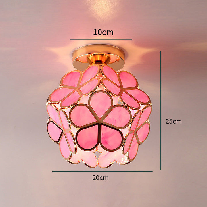 Künstlerische Glas-Deckenlampe mit Blumenmotiv - FlowerHall