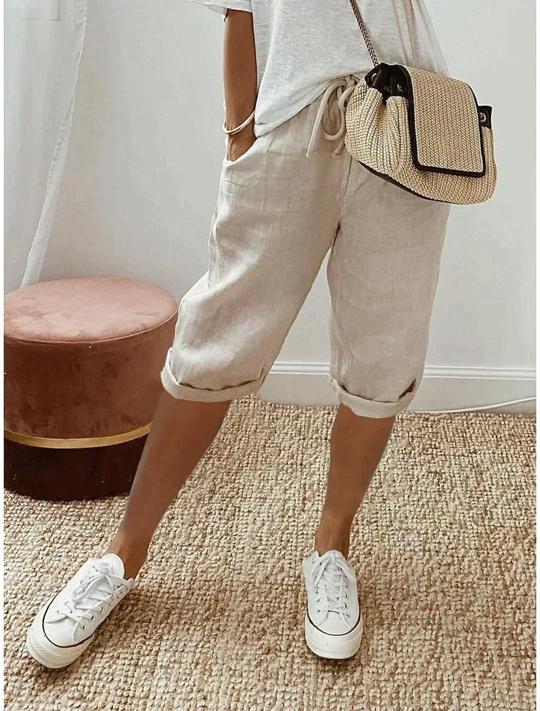 Fashionable summer linen women's pants - Lina