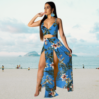 Summer set with halter top and long skirt with slit – Naïma