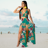Summer set with halter top and long skirt with slit – Naïma