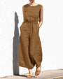 Ärmelloser Damen-Jumpsuit mit weitem Bein – Aurelia