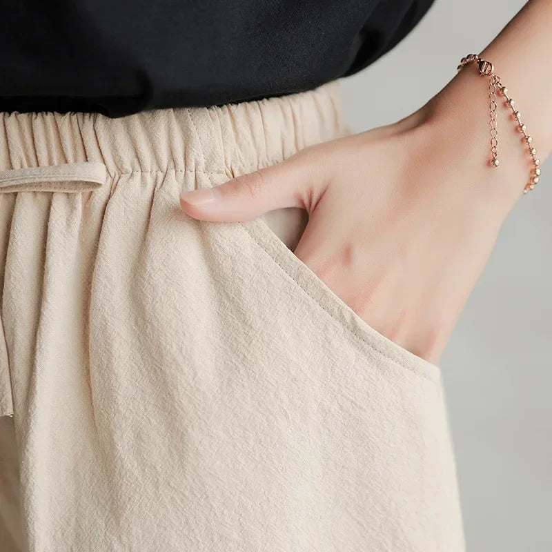 Luftige Damen-Leinen-Shorts mit Hoher Taille und Sportlicher Passform – Fenja