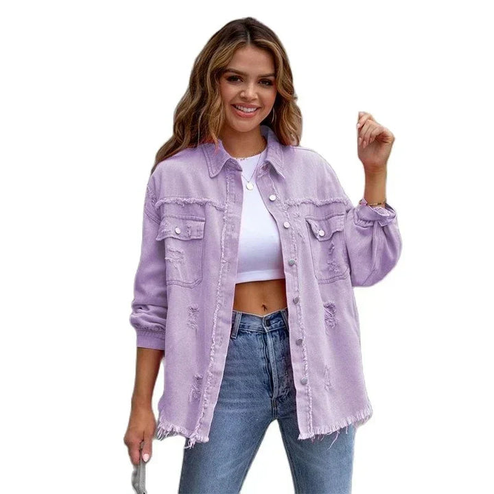 Boho-Damen-Jeansjacke mit Ibiza-Flair & Slim Fit für Frühling/Sommer – Yara