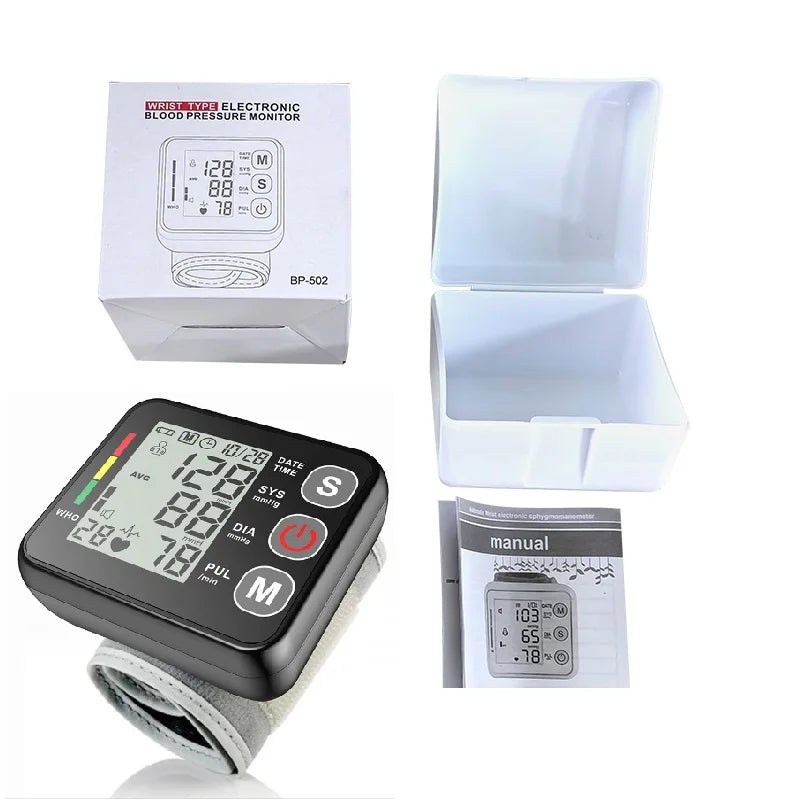 Digitales Handgelenk-Blutdruckmessgerät mit LCD-Display – PulseTrack