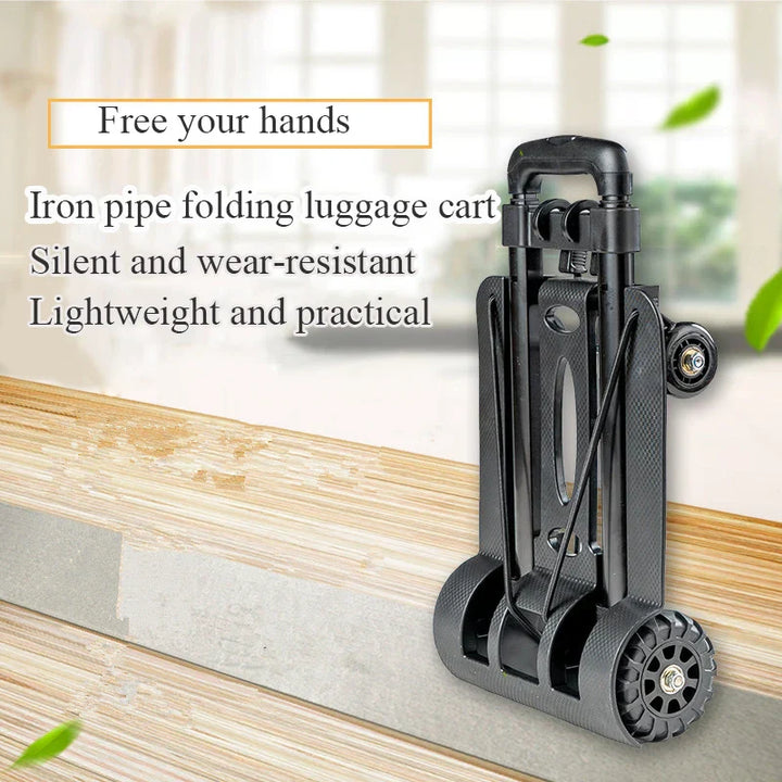 CarryFlex Folding Portable Hand Truck with 2 or 4 Wheels and Adjustable Drawbar 