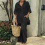 Luftige & Stilvolle Oversize Leinen-Damen-Kombination mit Bluse und Hose – Amaris