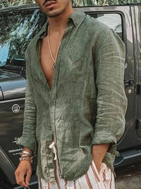 Licht heren linnen shirt met knoopsluiting - Fabio