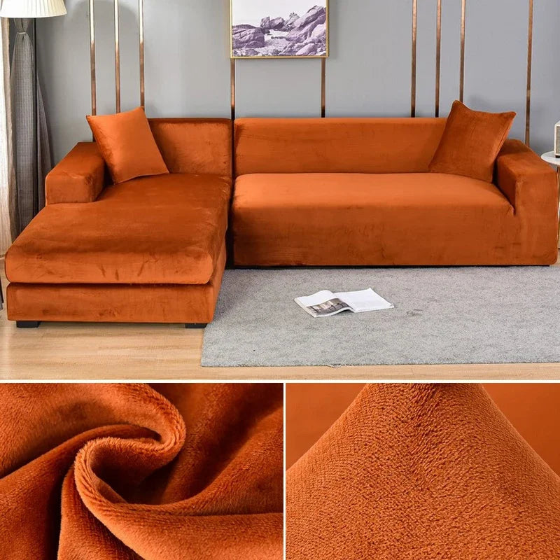 Stretch Fluwelen Bankhoes met Luxe Afwerking – Sofina