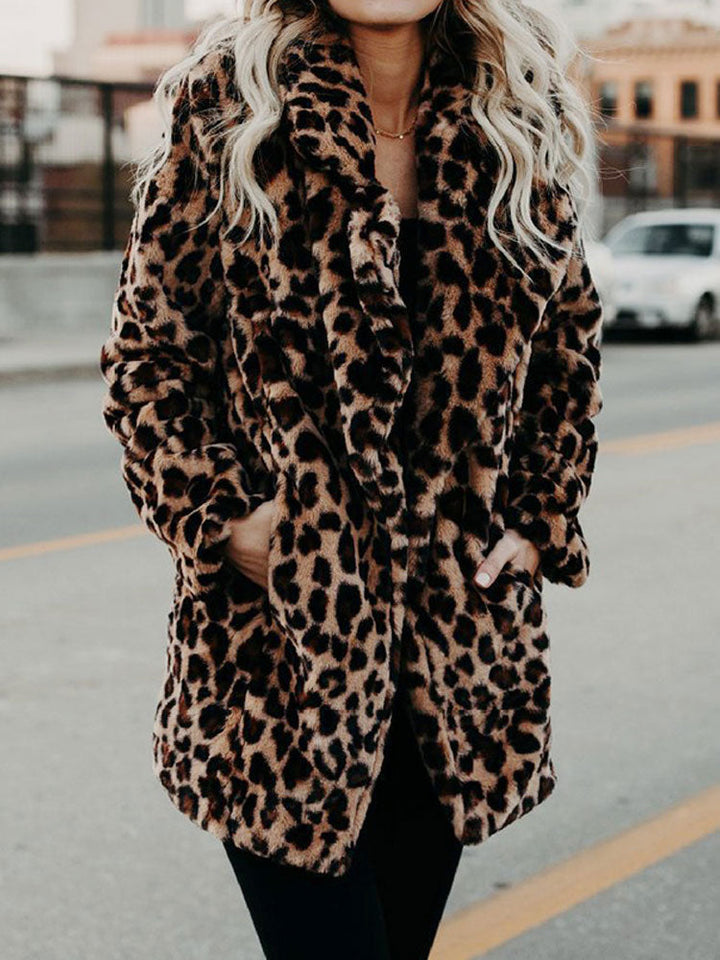 Damen Wintermantel mit Leopardenmuster - Sofia