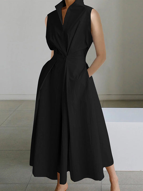 Urban Cotton Dress With White Shirt Collar