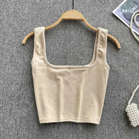 Rugloze Cropped Tanktop in Effen Kleur – Zayra