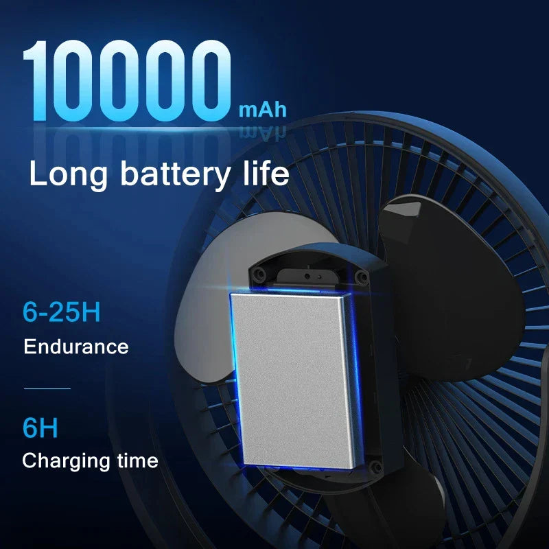 Portable USB Rechargeable Fan with 10000mAh Battery &amp; Clip – Zephyr 