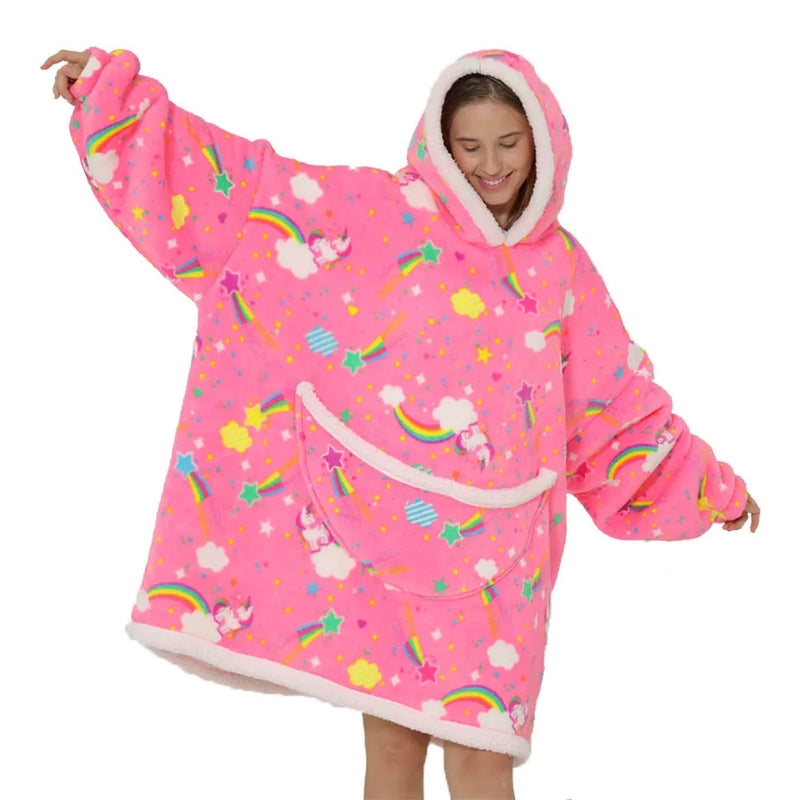 Oversized Fleece-deken met Capuchon & Zakken – SnugJoy