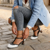 Women's Vintage T-Bar Pumps - Mid Block Heel Smart Casual Shoes 5