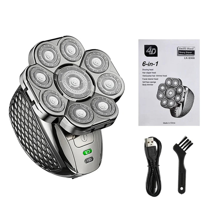 6-in-1 wasserdichter elektrischer Rasierer für Männer mit 9D schwebenden Scherköpfen & Pflegeset – MultiTrim