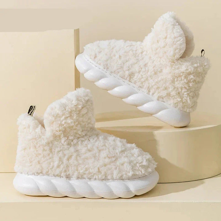 Warme Damenhausschuhe aus Baumwolle und Plüsch - CozySteps