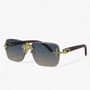 Randlose Steampunk Sonnenbrille mit Metallakzenten – Nirex