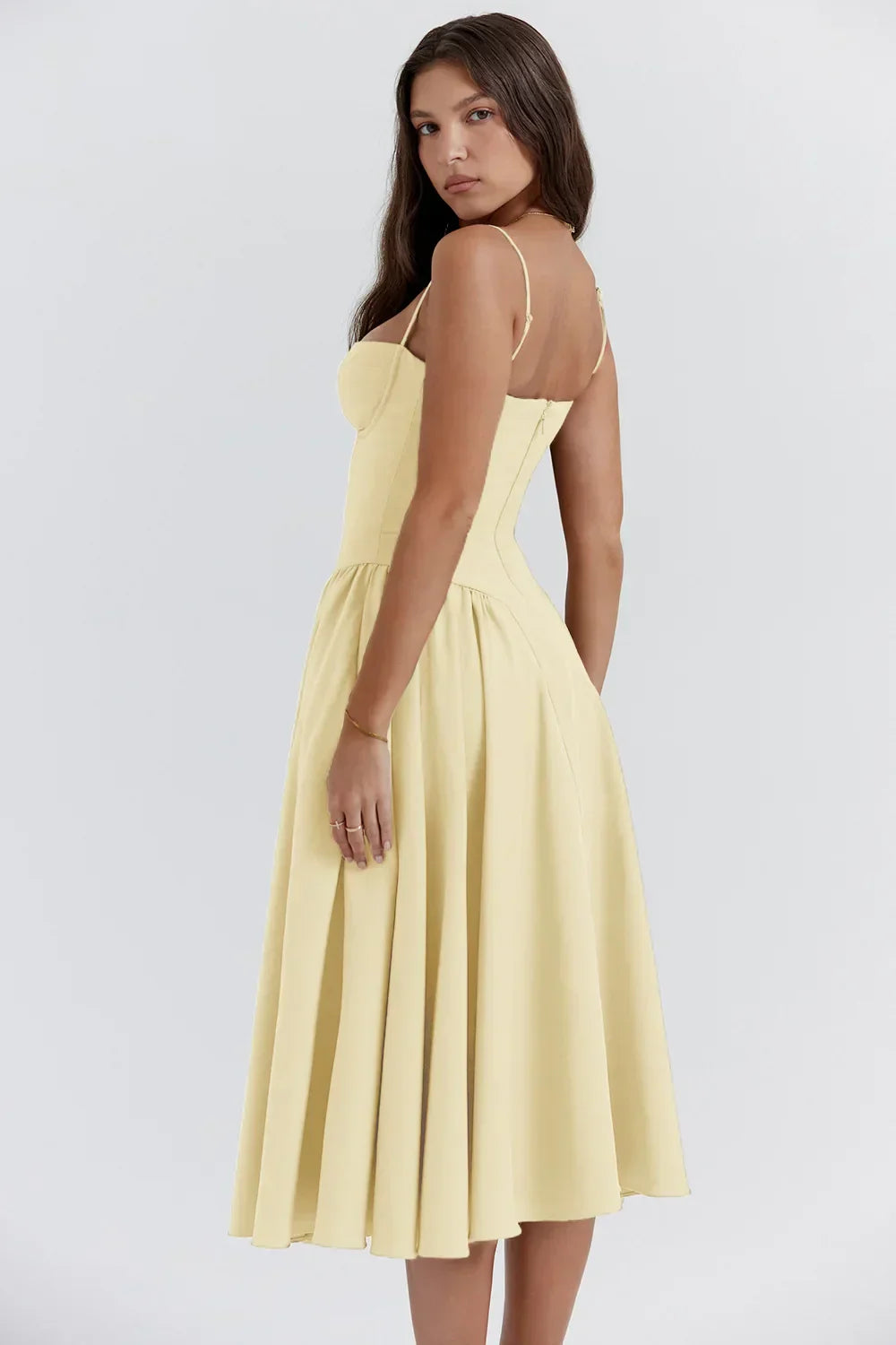Stilvolles Sommerkleid mit Spaghettiträgern und Taillenkorsett - Mira