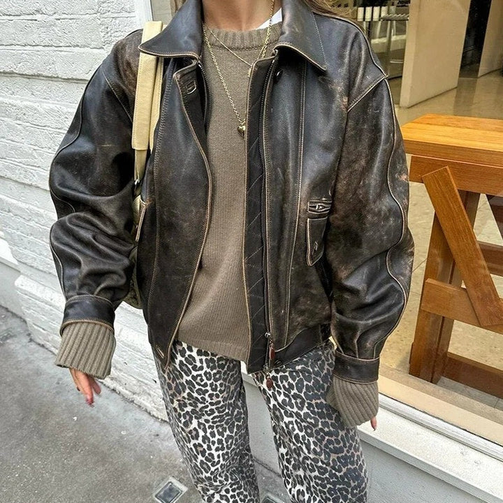 Retro-Jeans mit Leopardenmuster - Clara