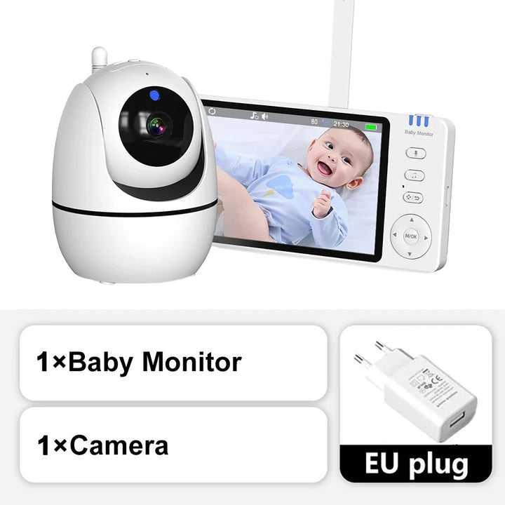 5-Inch HD Video Baby Monitor met Camera, PTZ Zoom en Nachtzicht